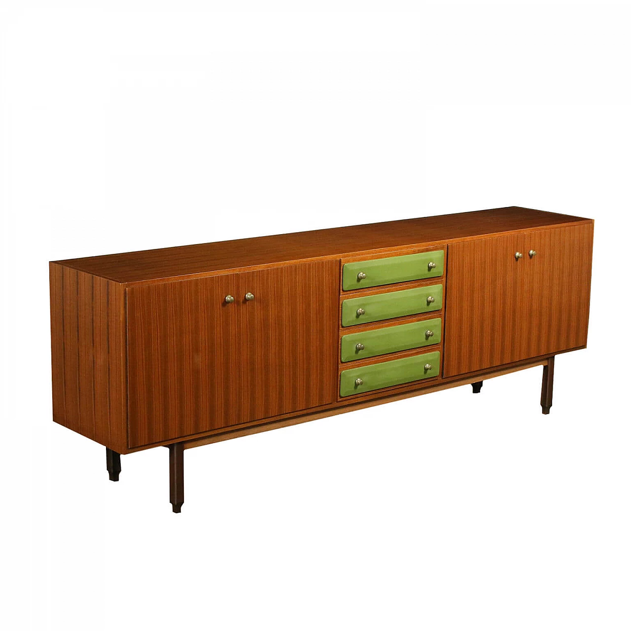 Sideboard in teak and leatherette, 60s 1257990