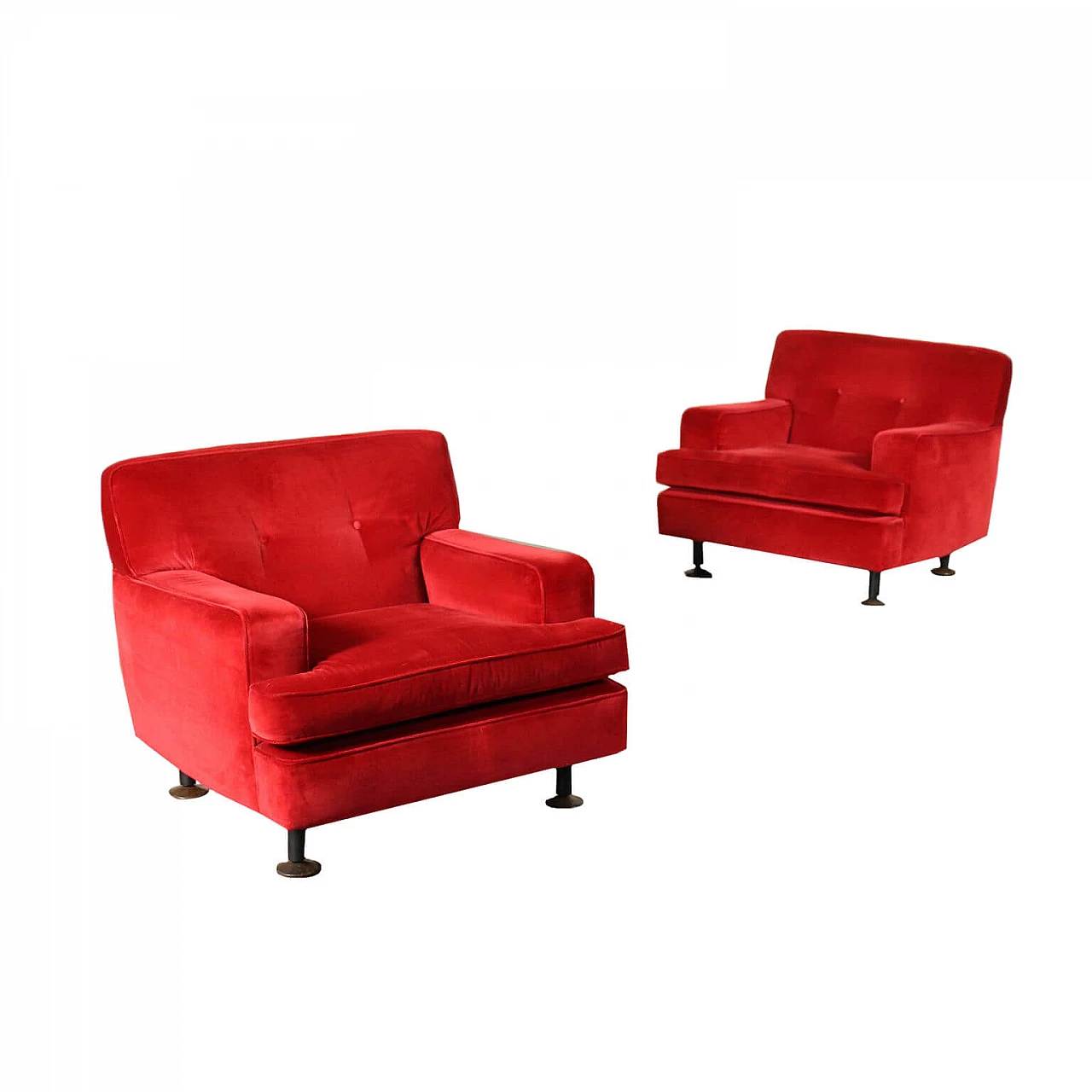 Pair of Square velvet armchairs by Marco Zanuso for Arflex, 70s 1258129
