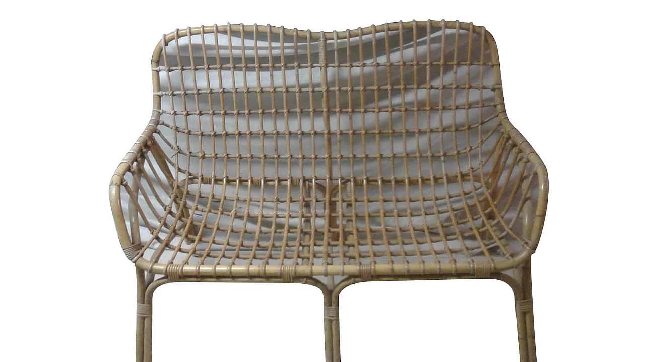 Sofa in bamboo and indian cane, 60s 1258390