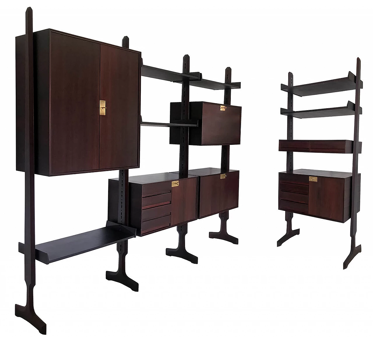 Modular teak wood bookcase by Vittorio Dassi, 50s 1258409