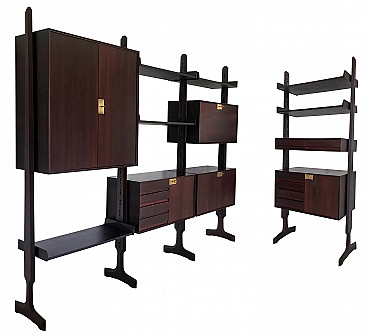 Modular teak wood bookcase by Vittorio Dassi, 50s
