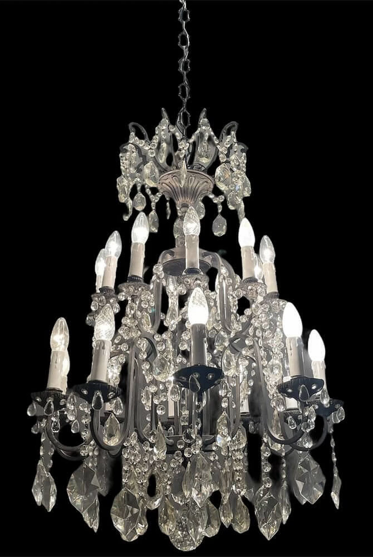 Crystal and wrought iron chandelier, 20s 1258503