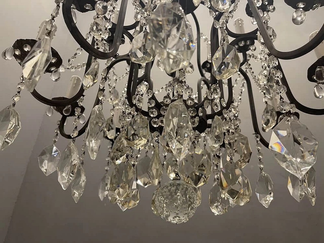 Crystal and wrought iron chandelier, 20s 1258506