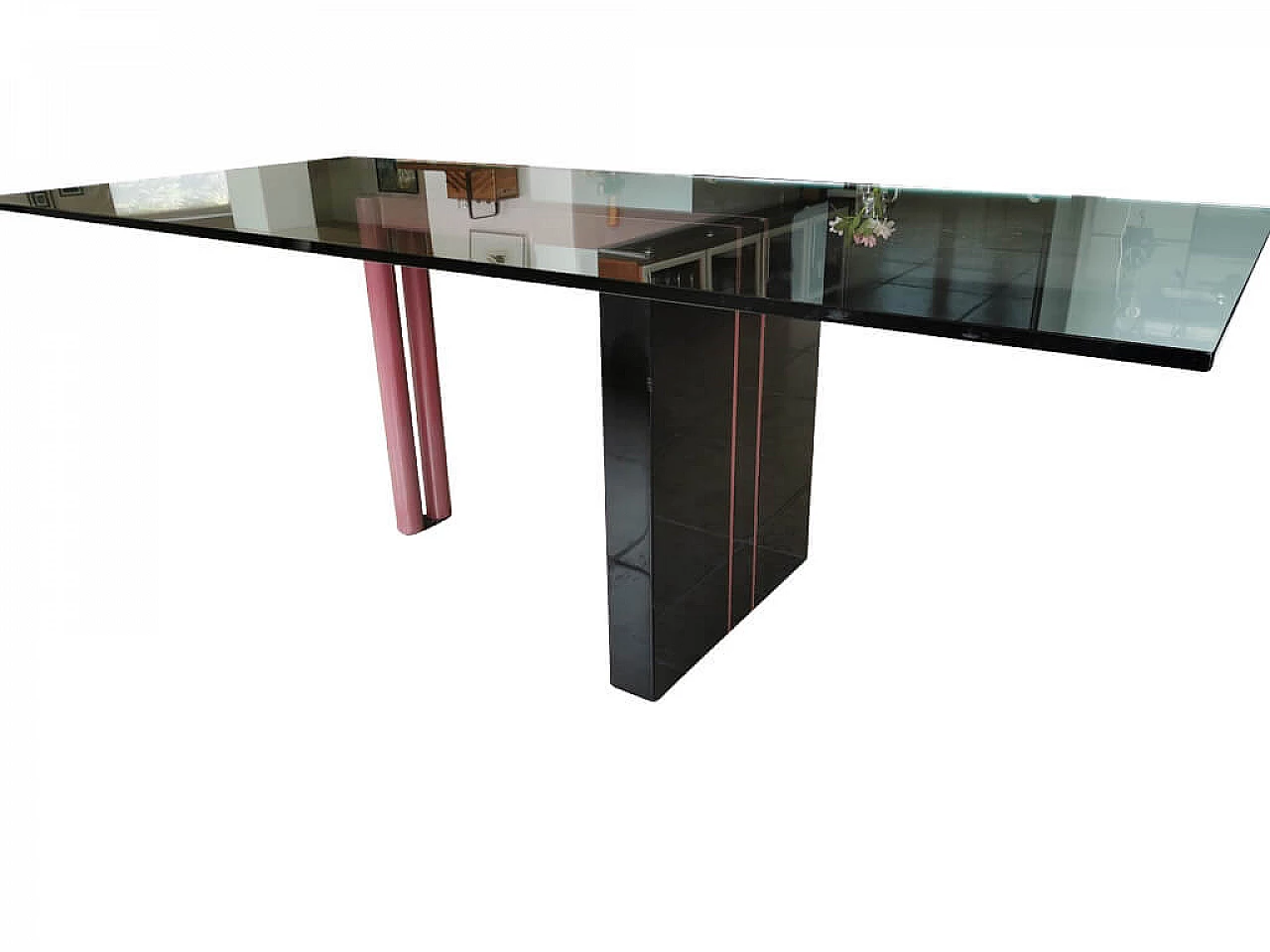 Irwin glass dining table by Franco Passarello for Saporiti Italia, 1980s 1258578