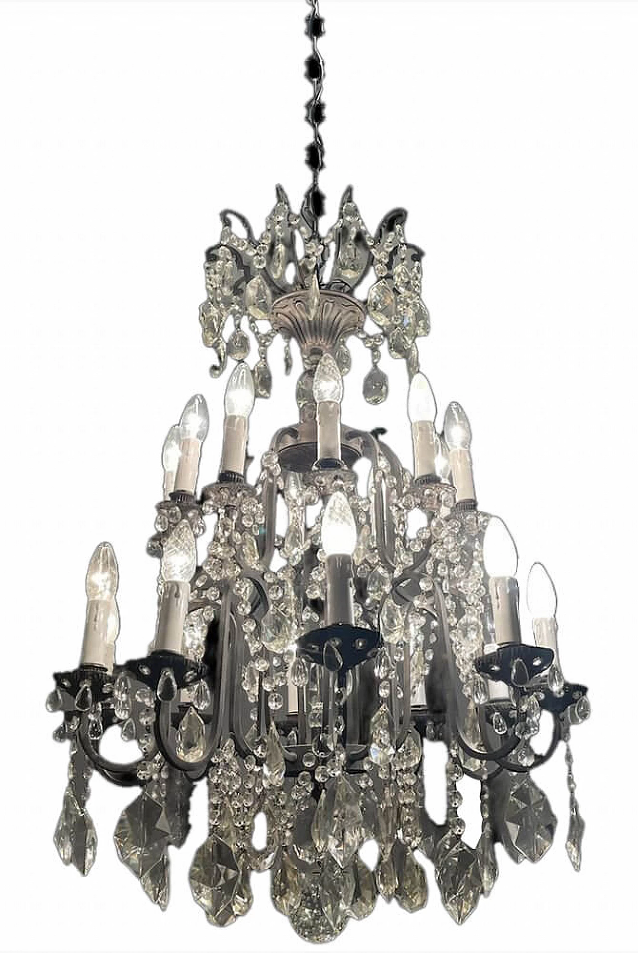 Crystal and wrought iron chandelier, 20s 1258584
