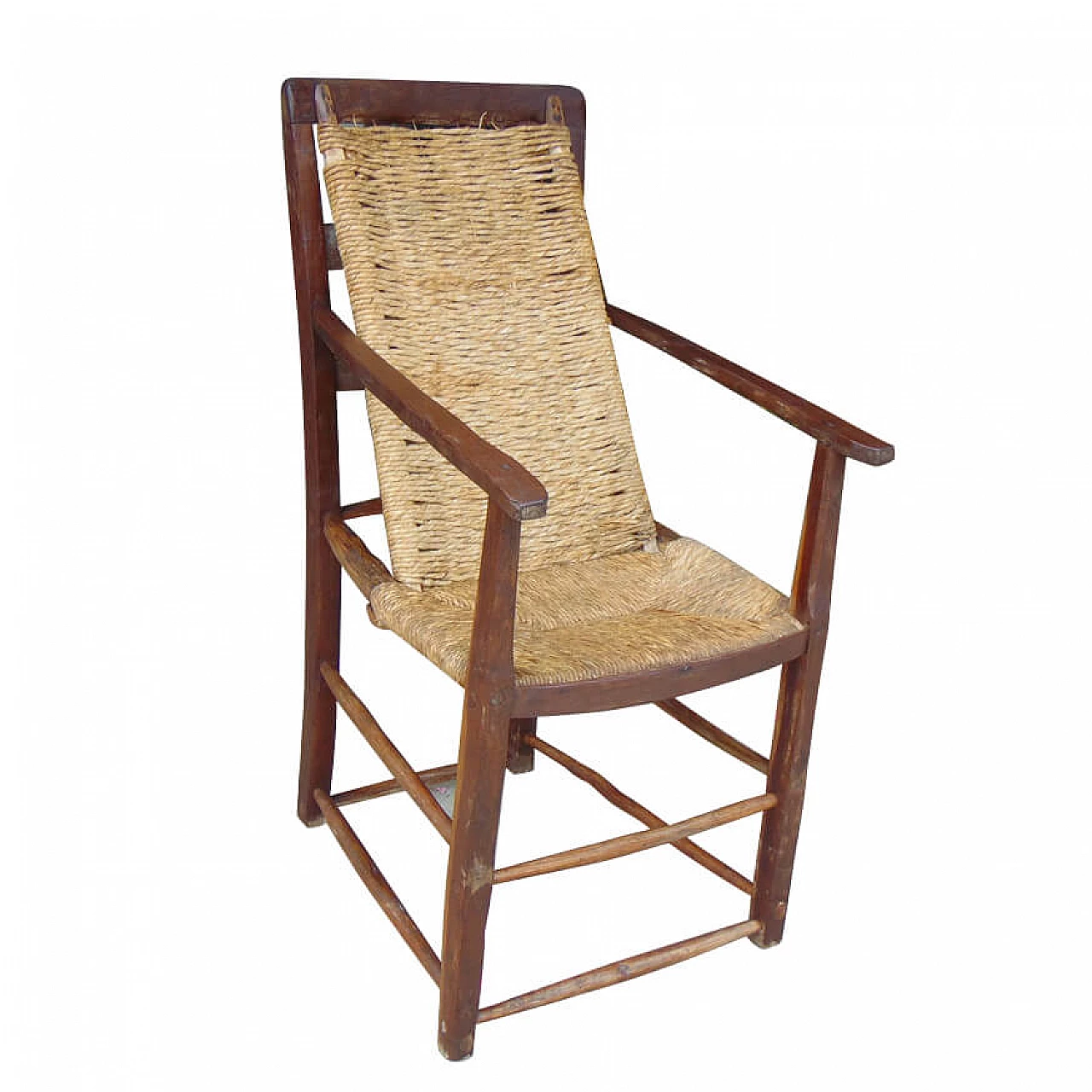 Chair in pear wood and straw, early '900 1258873