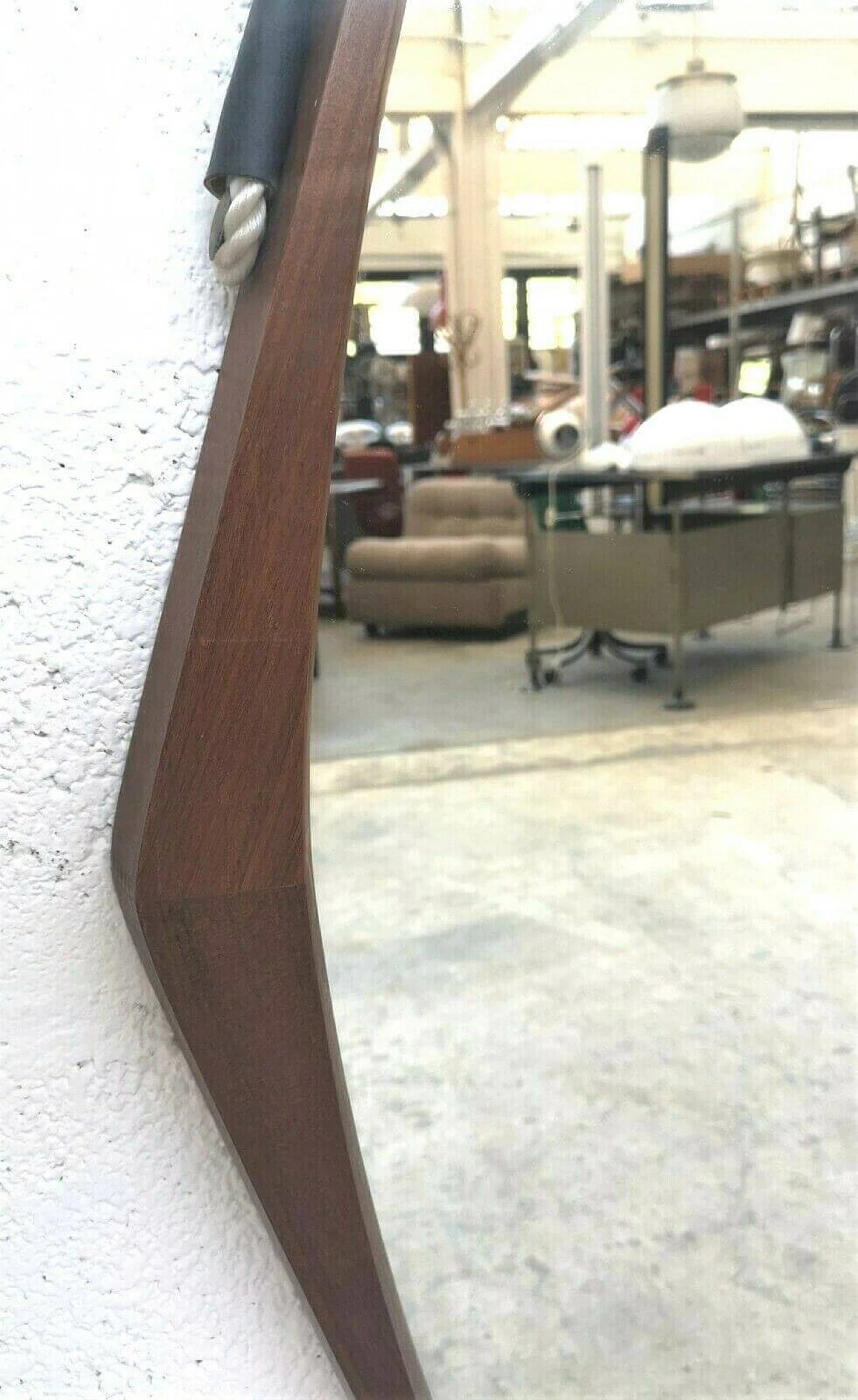 Specchio a rombo in stile scandinavo in teak, anni '60 1258989