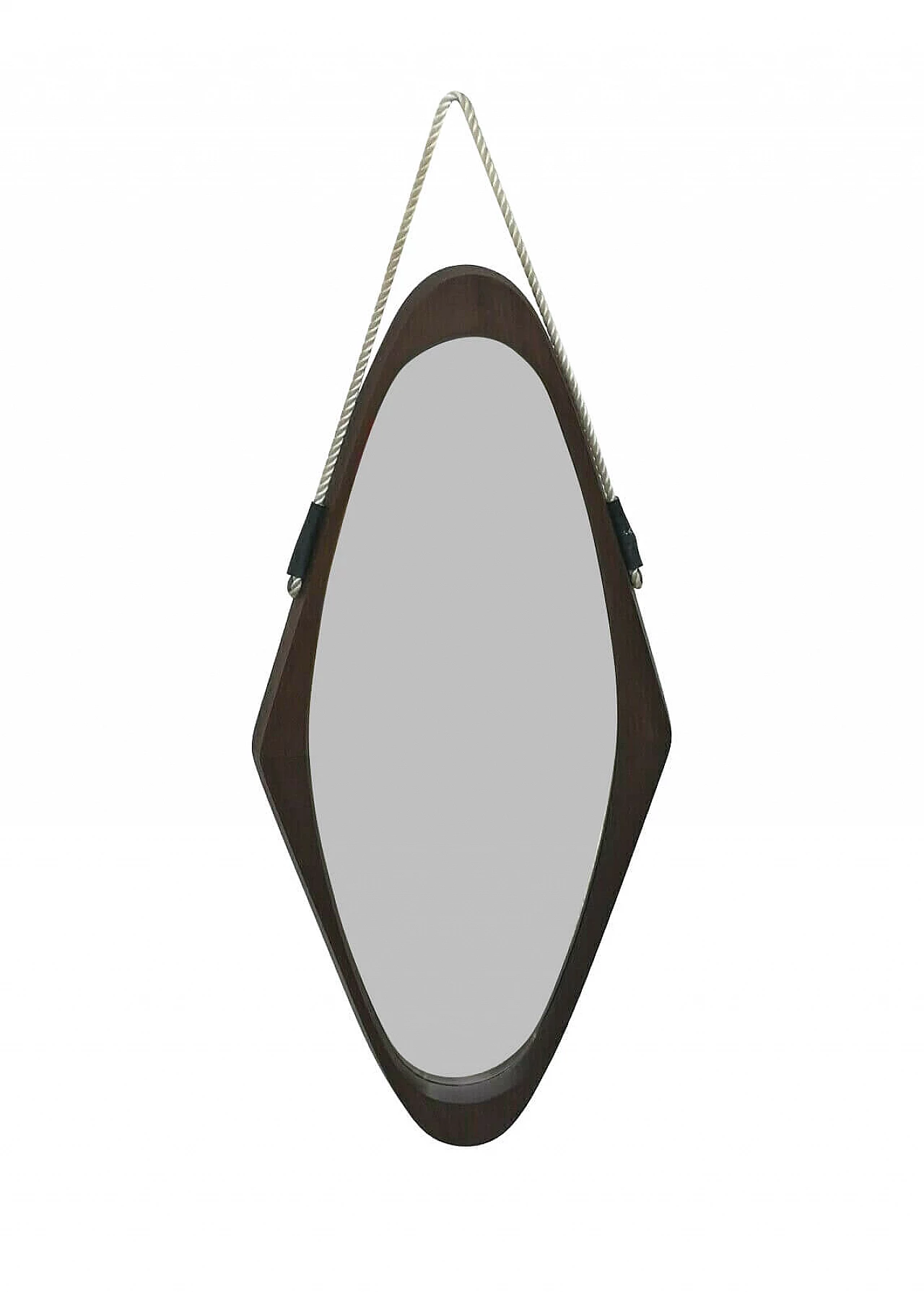 Specchio a rombo in stile scandinavo in teak, anni '60 1259140