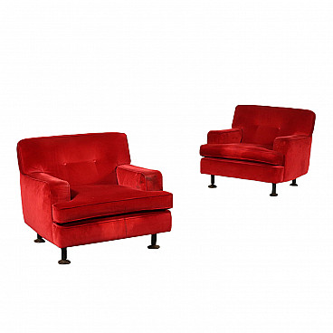 Pair of Square velvet armchairs by Marco Zanuso for Arflex, 70s