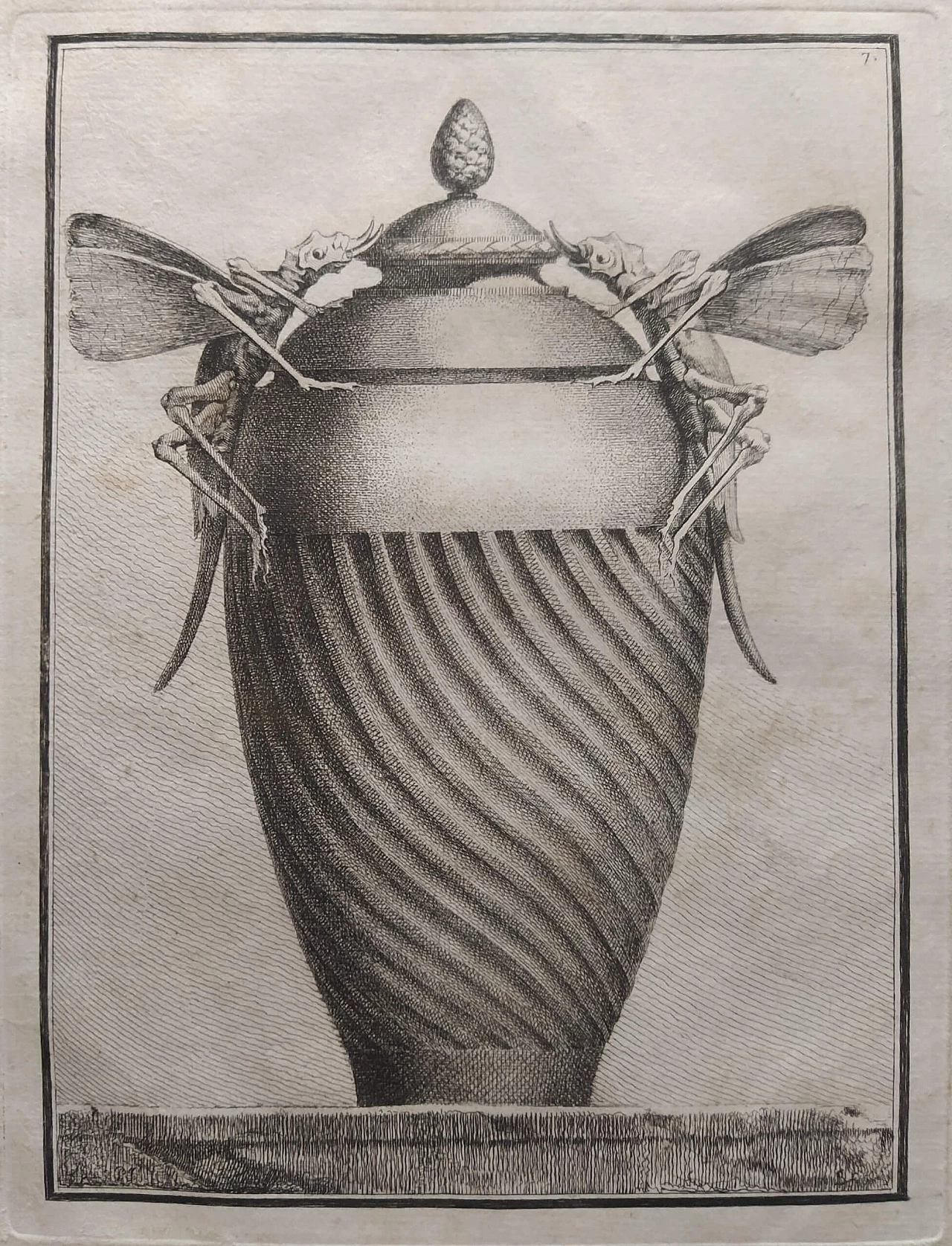 Benigno Bossi, Etching Vaso con farfalle, 18th century 1259315