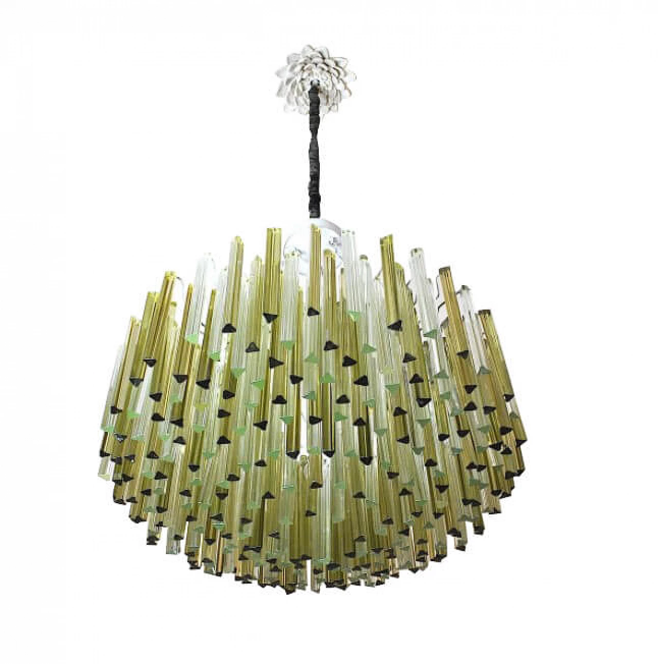 Chandelier with 330 triedri in two-colored Murano glass by Venini, 50s 1259438