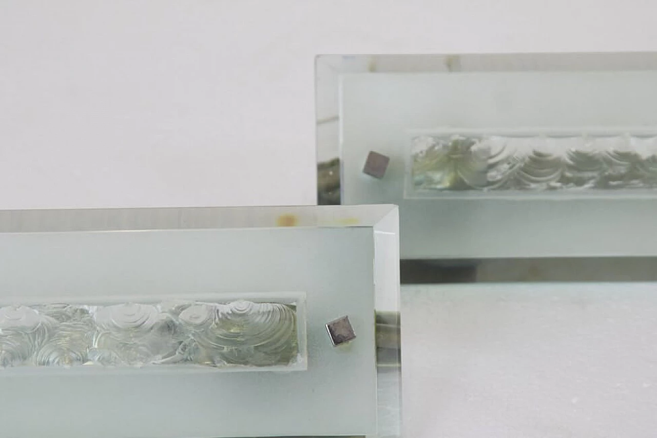 Pair of wall sconces in glass and metal by Max Ingrand for Fontana Arte, 60s 1259485