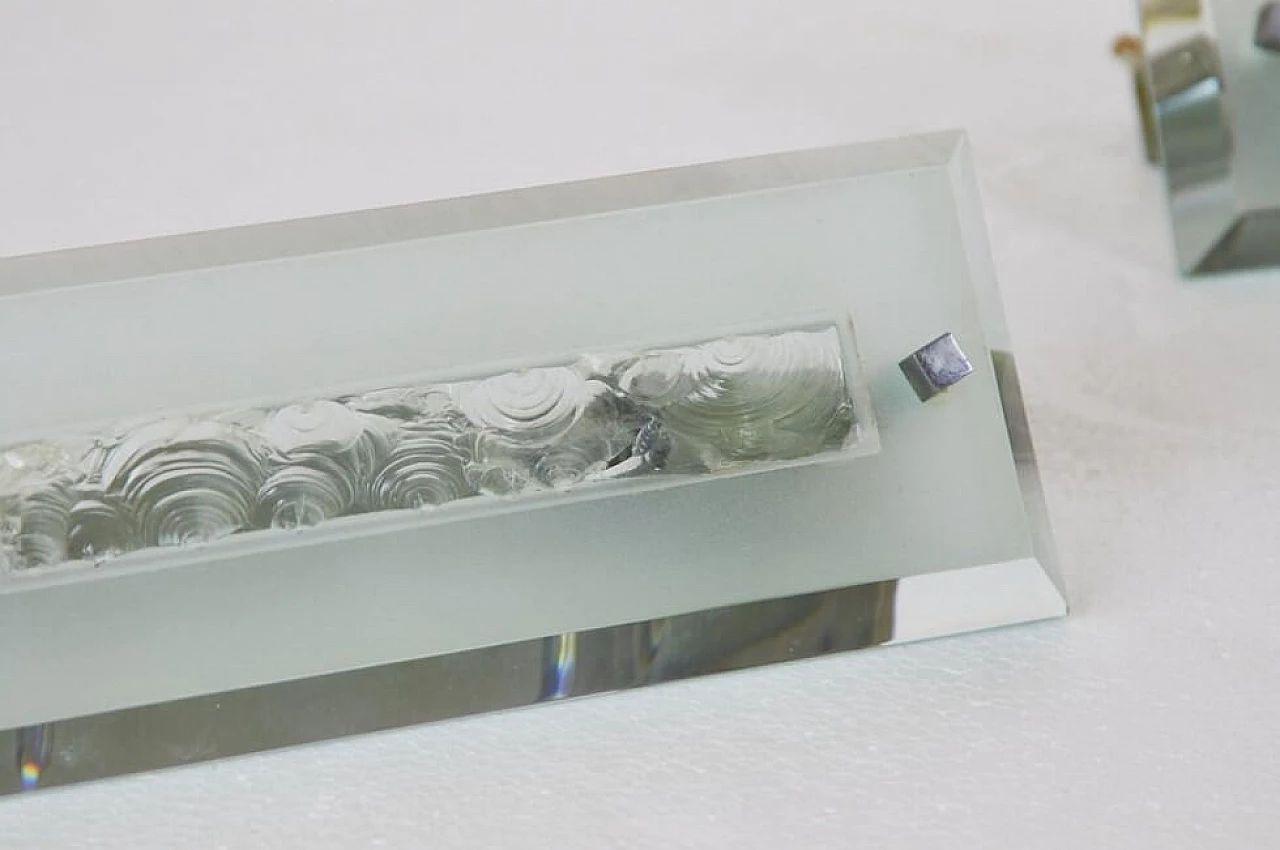 Pair of wall sconces in glass and metal by Max Ingrand for Fontana Arte, 60s 1259486