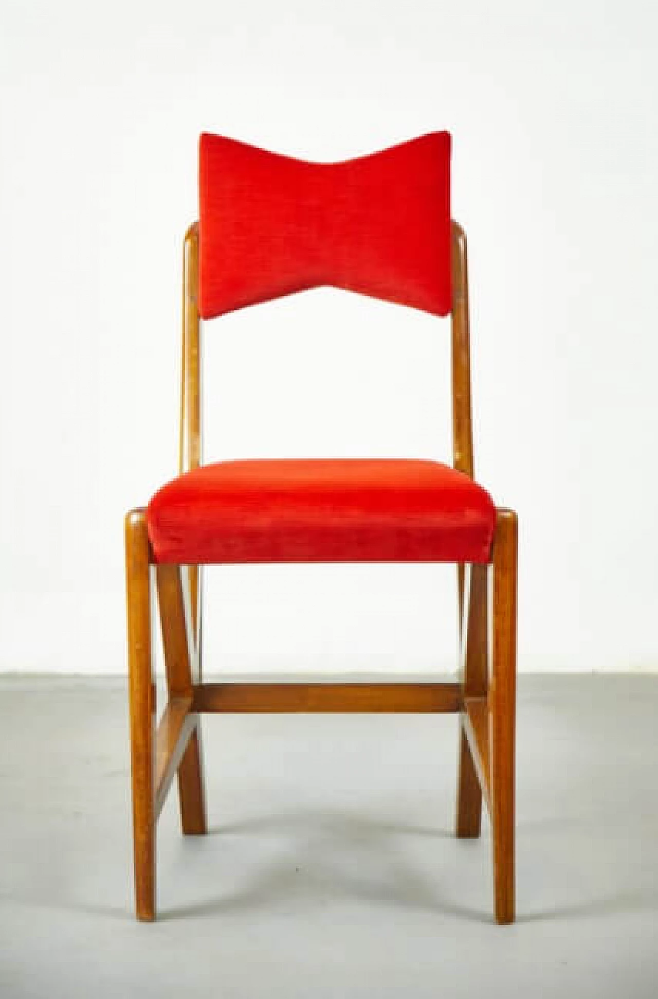 6 Chairs in walnut and velvet by Louis Scremins, 1950s 1259562