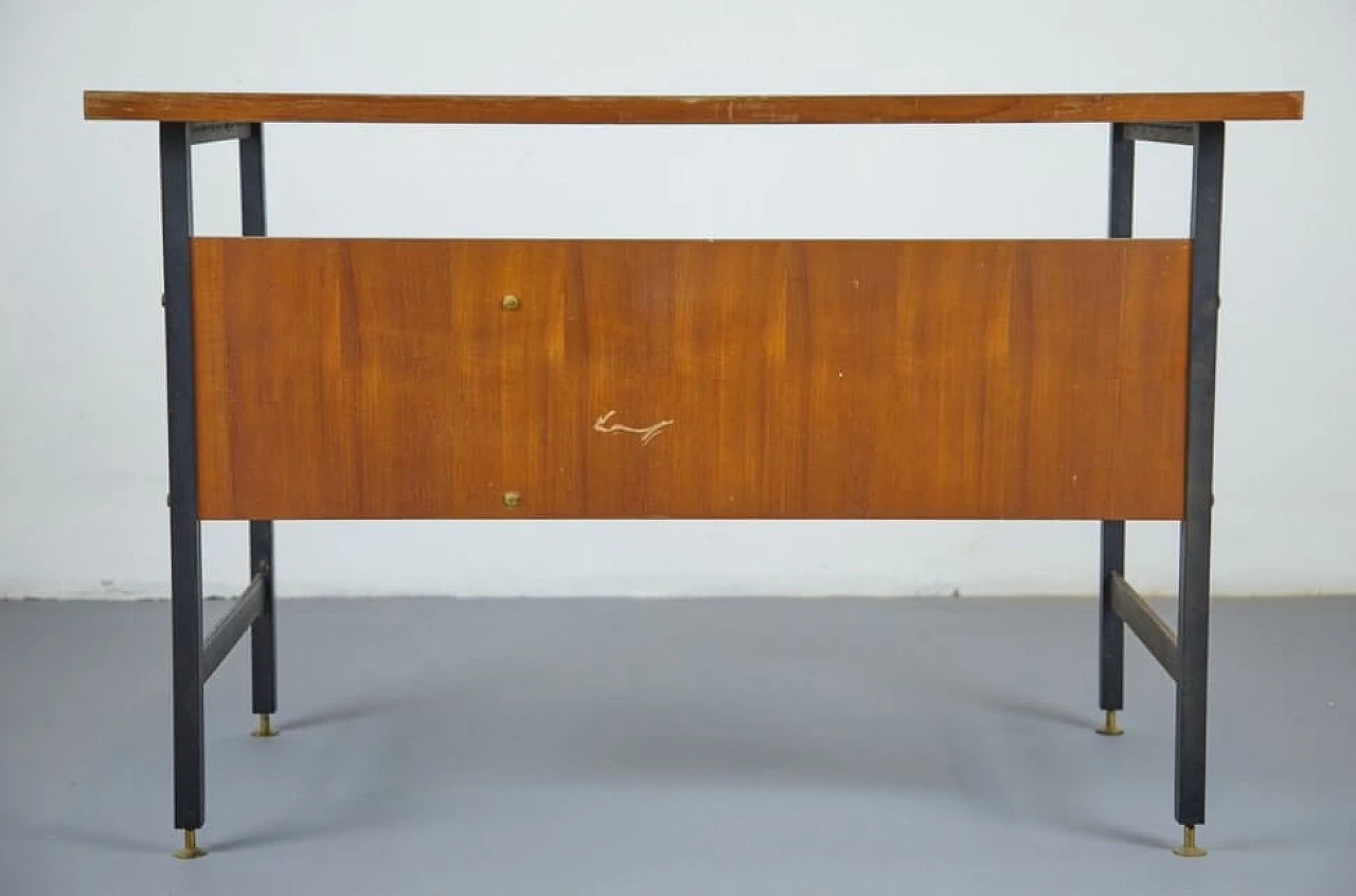 Desk in wood, iron and brass, 50s 1259583