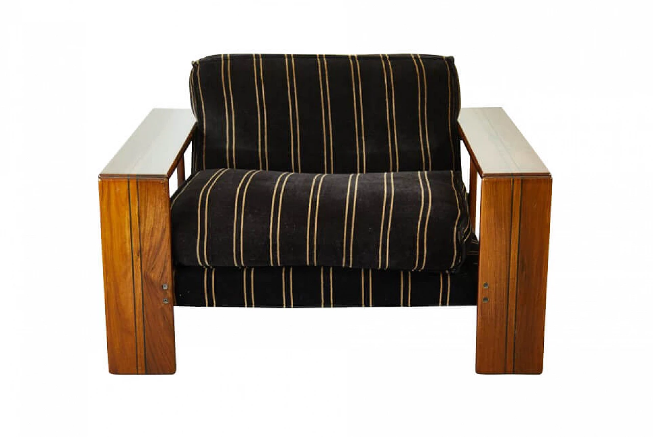 Africa series Artona armchair in walnut, ebony and velvet by Tobia & Afra Scarpa for Maxalto, 70s 1259649