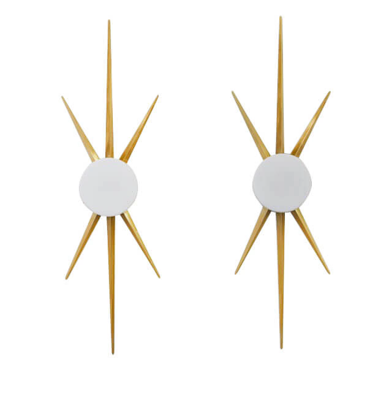 Pair of wall sconces in brass and etched glass by Gio Ponti for Arredoluce, 2000 1259734