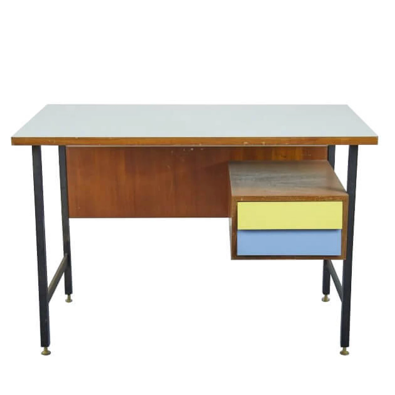 Desk in wood, iron and brass, 50s 1259755