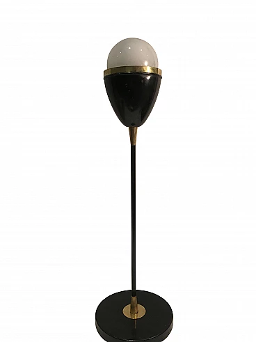 Lampada da tavolo in ottone e metallo patinato di Stilnovo, anni '50