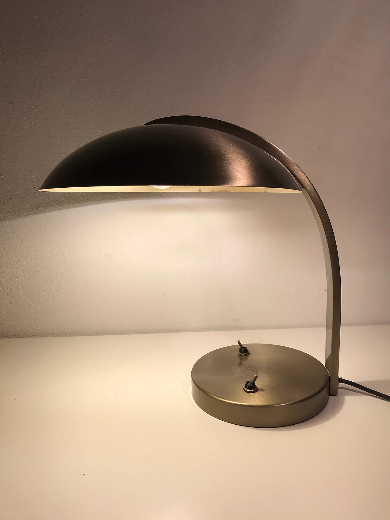 Table lamp in patinated steel and cast iron base by Egon Hillebrand, 1950s 1259873