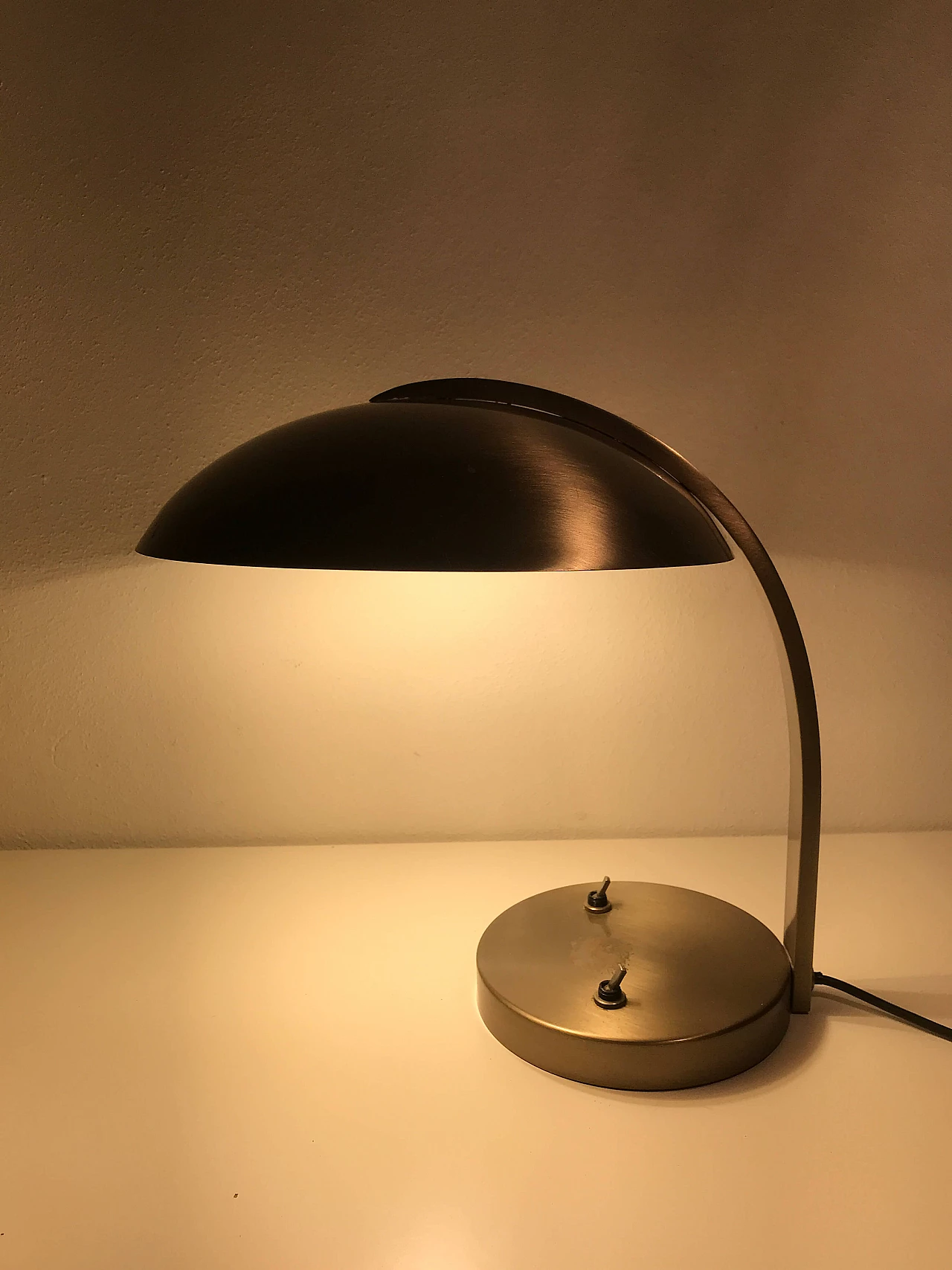 Table lamp in patinated steel and cast iron base by Egon Hillebrand, 1950s 1259874