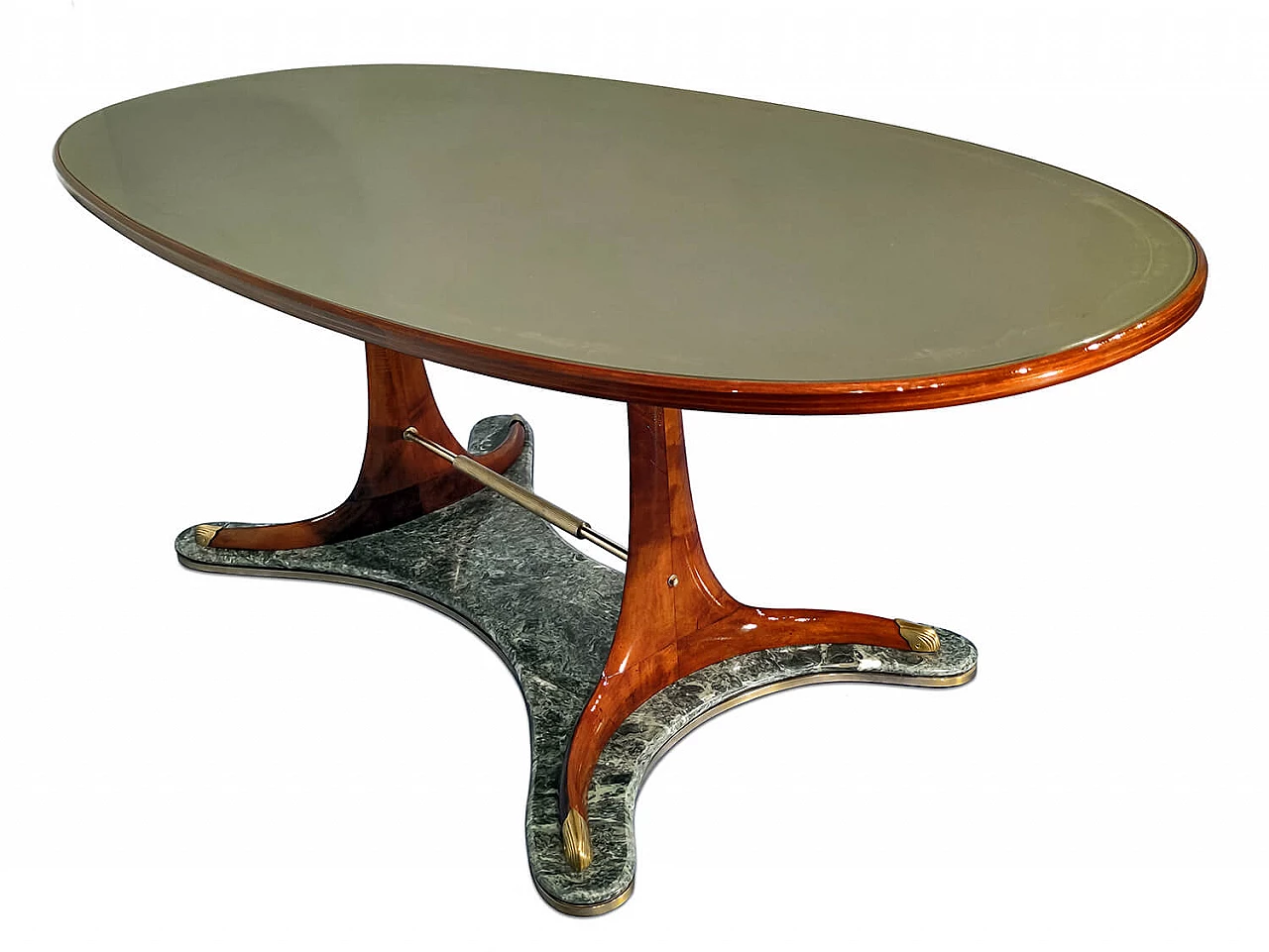 Tavolo da pranzo ovale in legno di Vittorio Dassi, anni '50 1260018