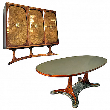 Set da pranzo con credenza e tavolo di Vittorio Dassi, anni '50