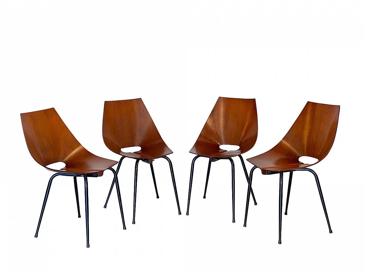 4 Dining Chairs Curved Plywood Company, 60s 1260101