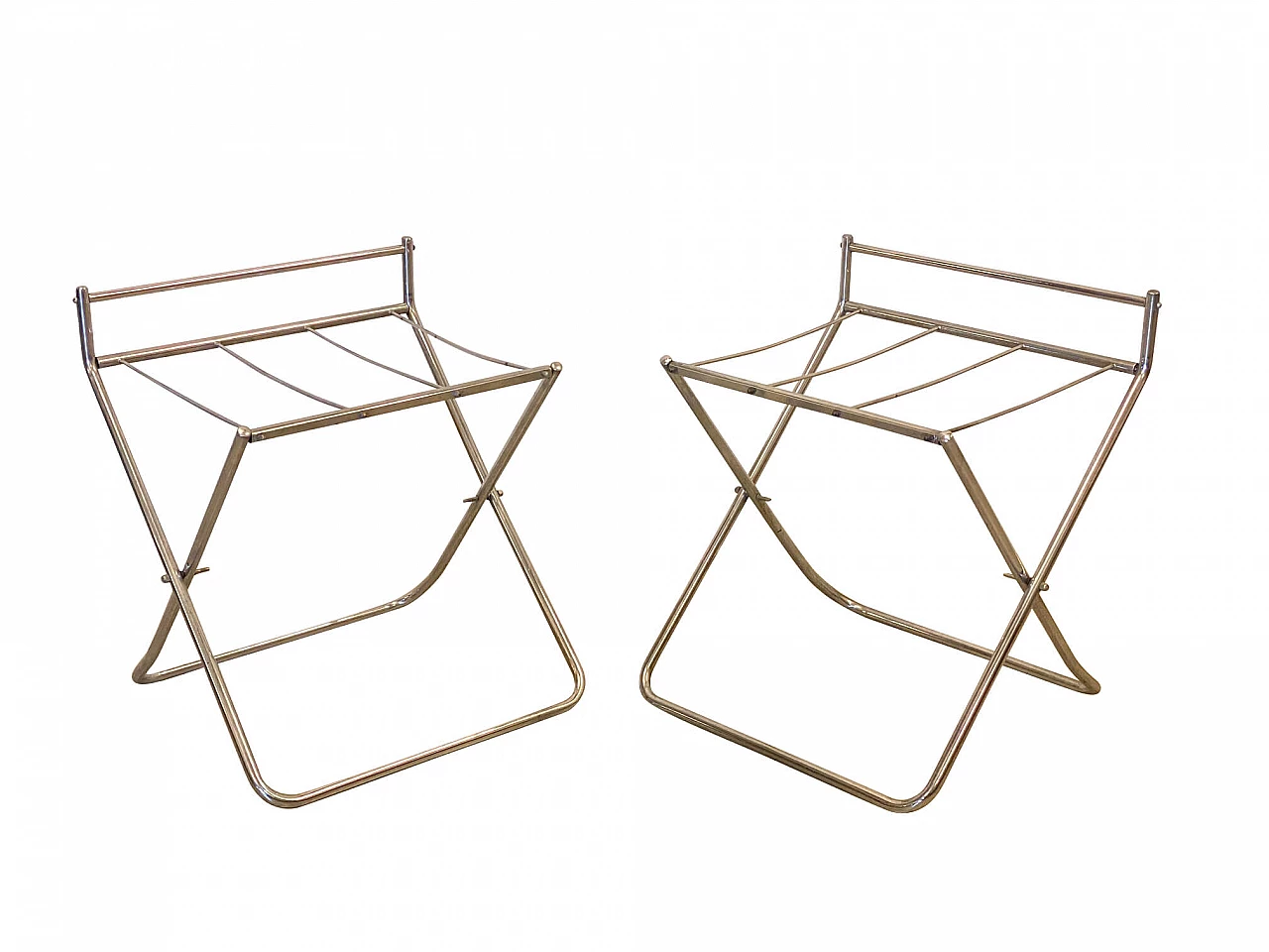 Coppia di portavaligie in acciaio, anni '70 1260103