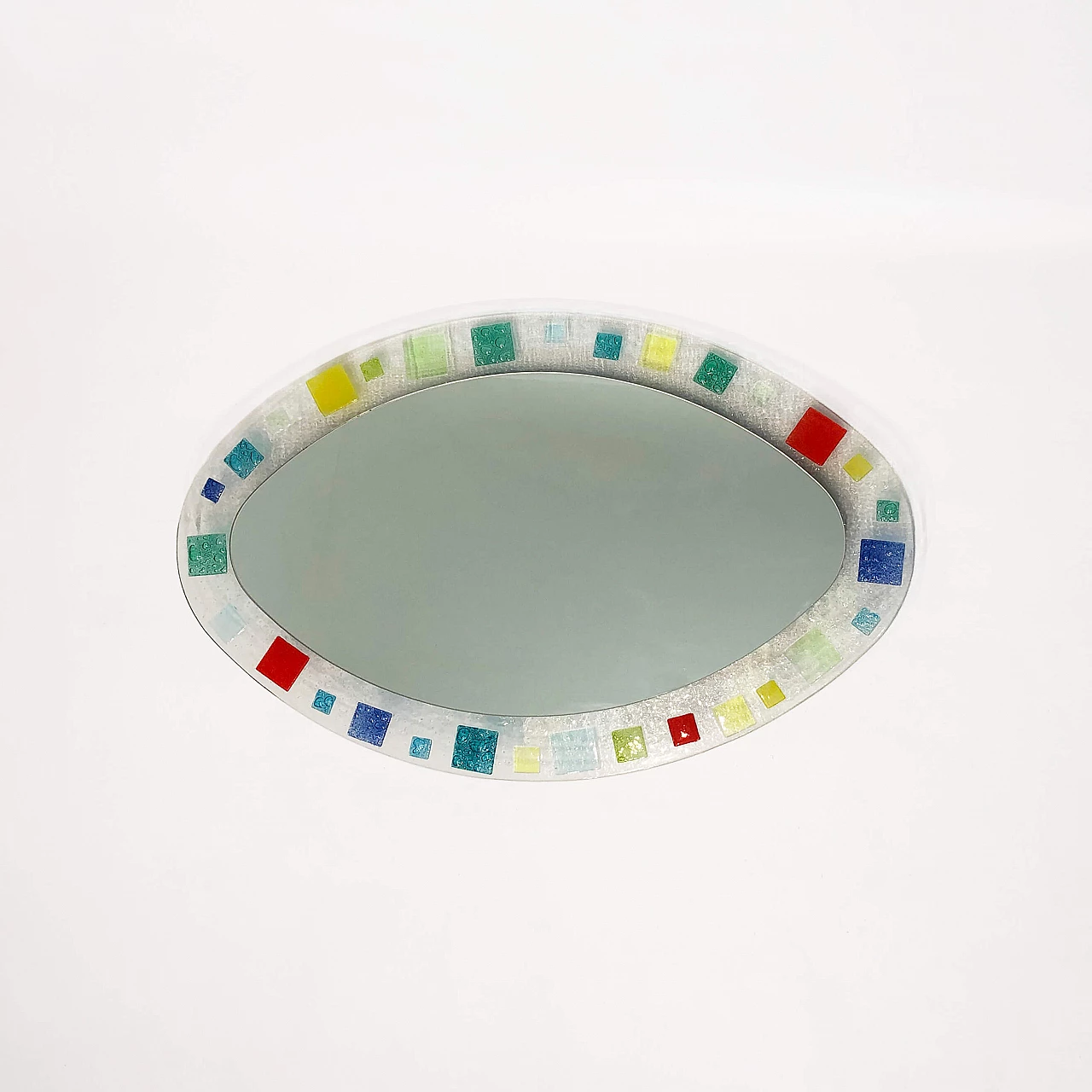 Small oval mirror in Murano glass, 1970s 1260264