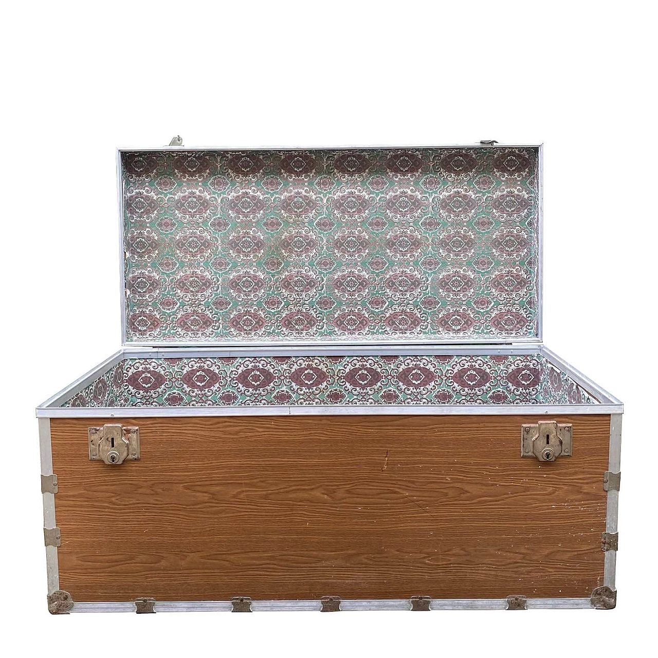 Baule Woodlook in legno e alluminio, anni '30 1260570