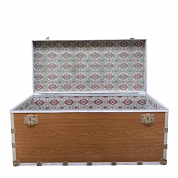 Baule Woodlook in legno e alluminio, anni '30