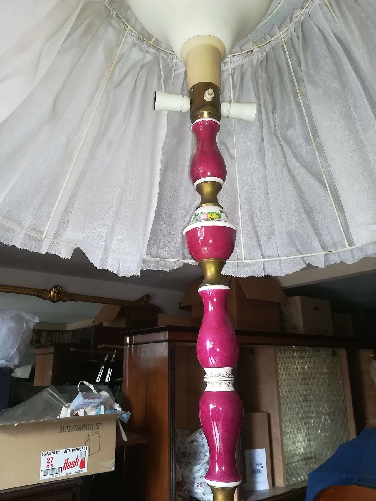 Lampada da terra in ceramica decorata, anni '60 1260597