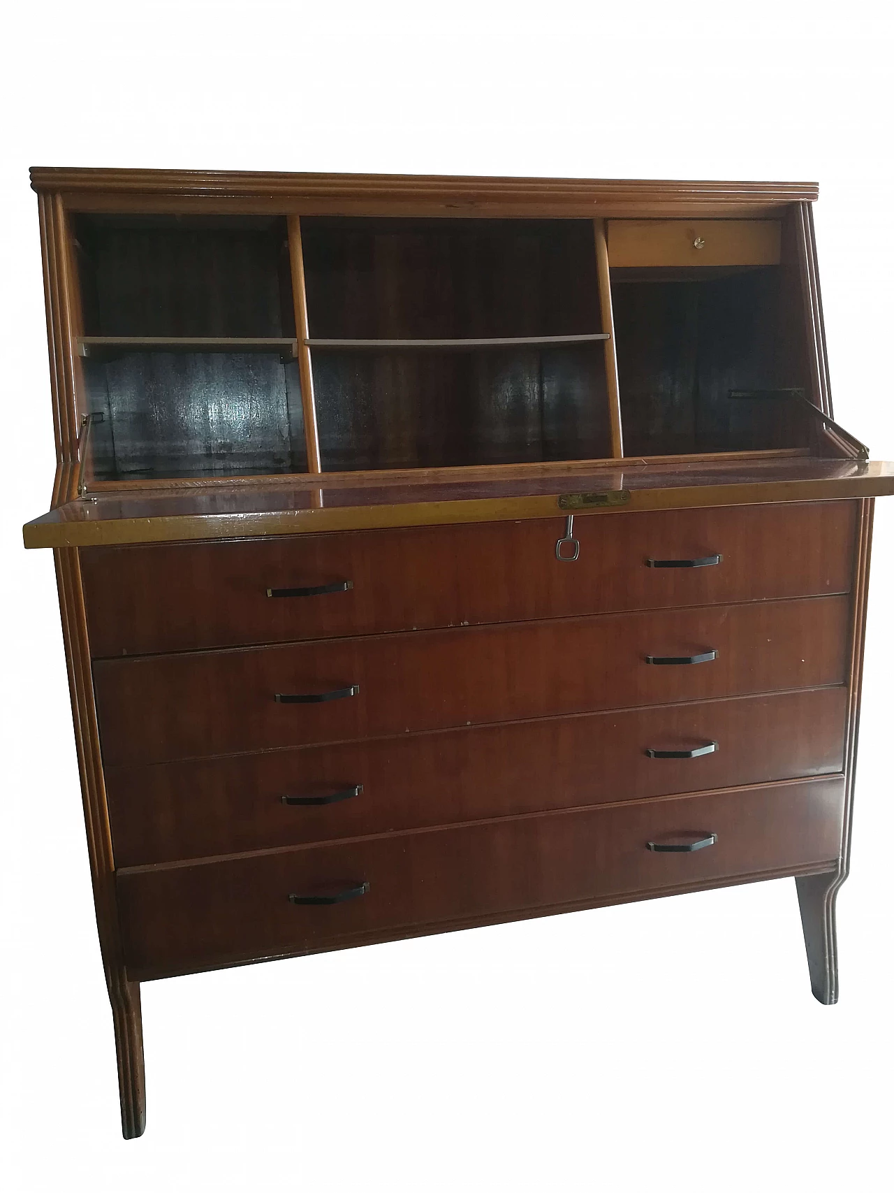 Flap cabinet with drawers and writing surface, 70s 1260606