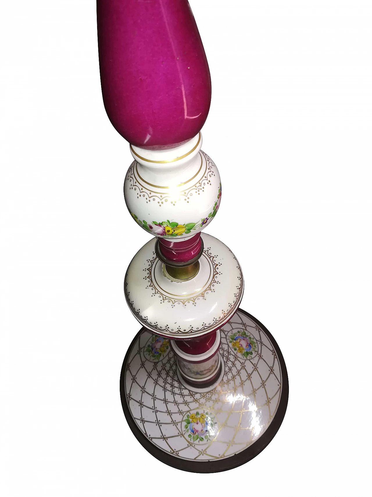 Lampada da terra in ceramica decorata, anni '60 1260608