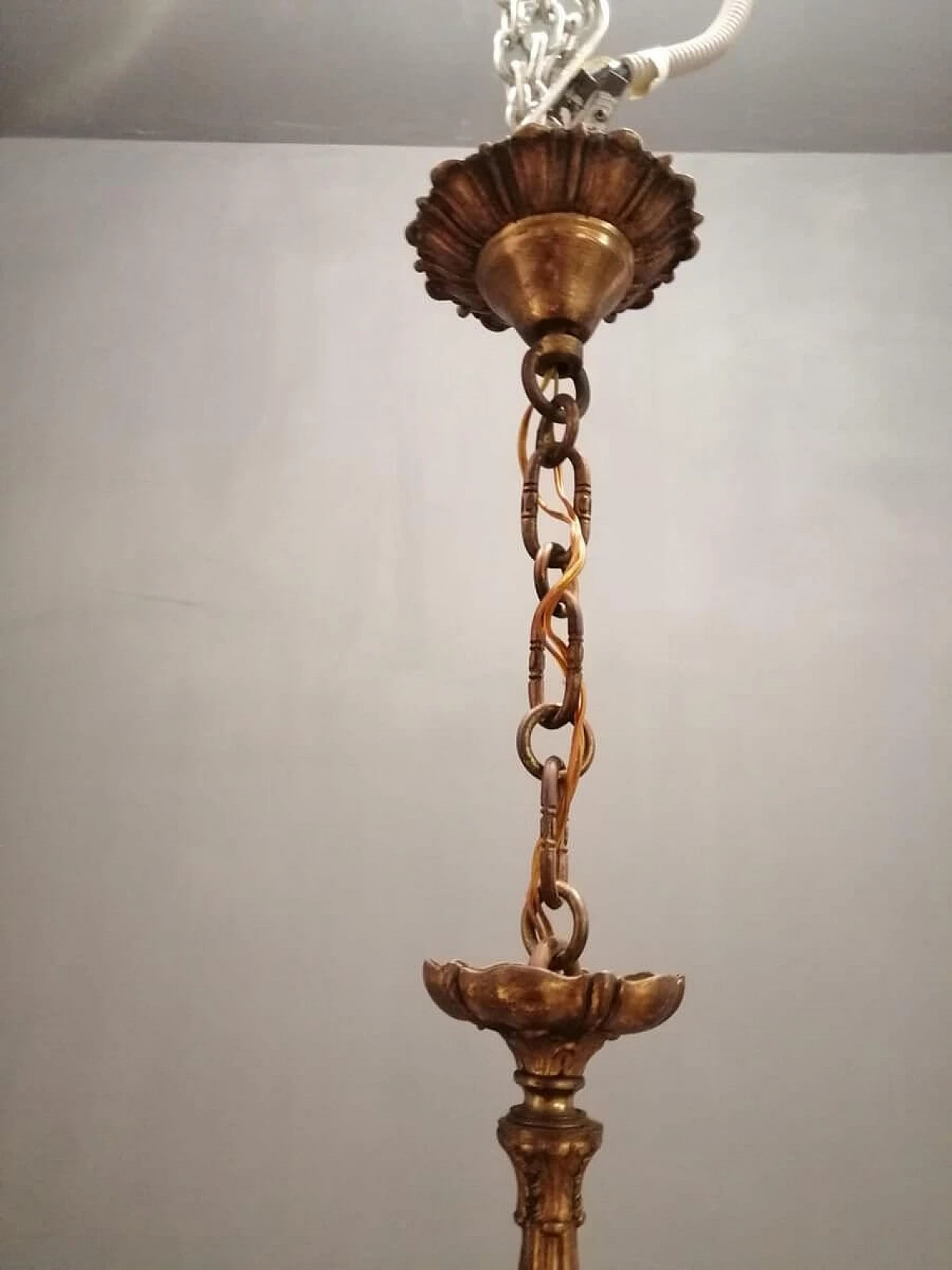 Grande lampadario a 12 luci in bronzo Art Dèco, anni '40 1260681