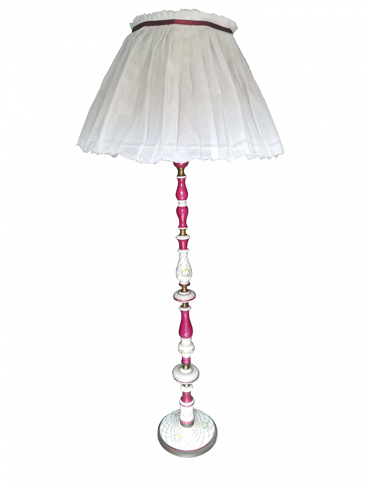 Lampada da terra in ceramica decorata, anni '60 1260829