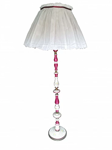 Lampada da terra in ceramica decorata, anni '60