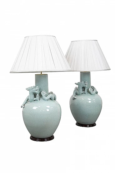 Pair of Chinese table lamps, 30s