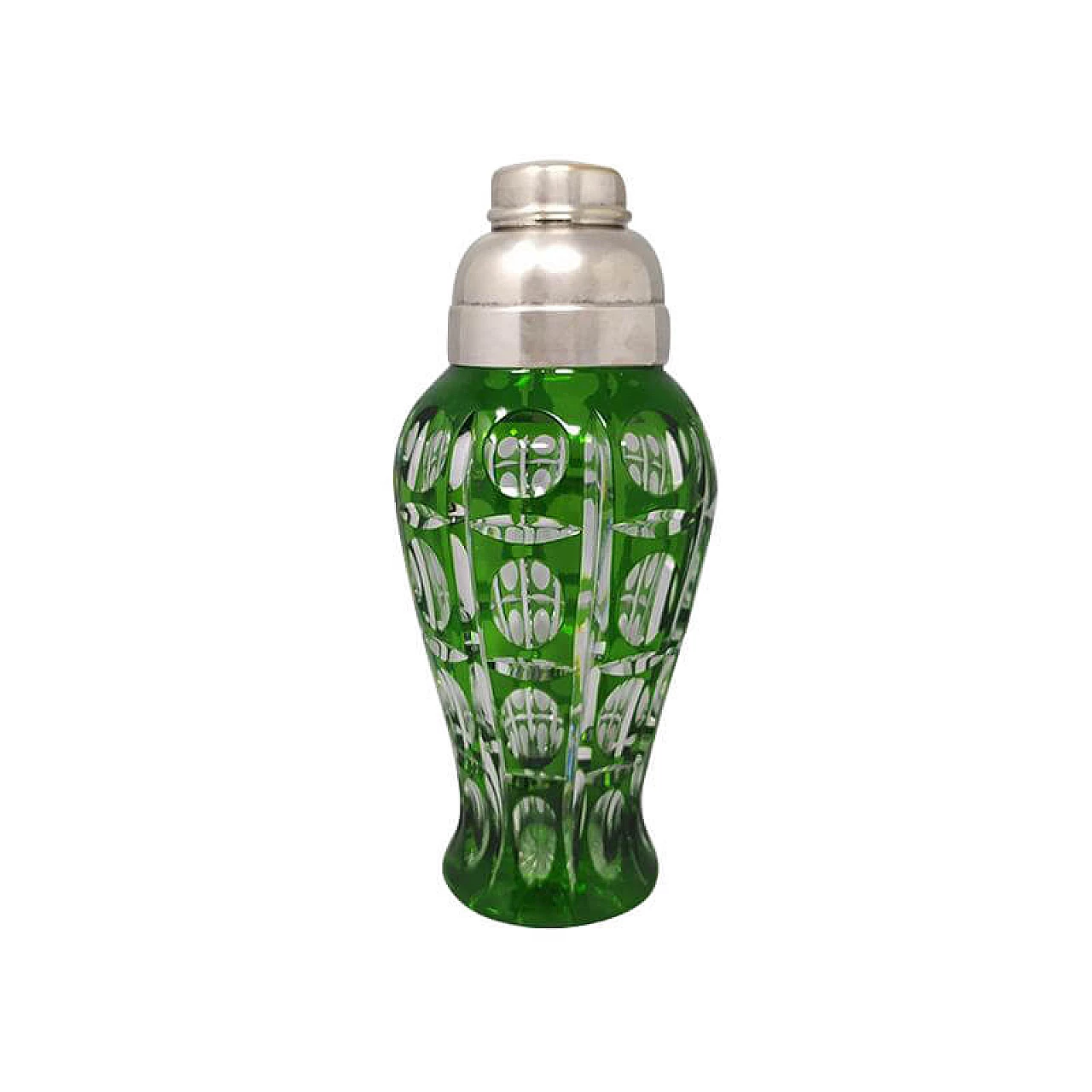 Bohemian green crystal cocktail shaker, 60s 1261089