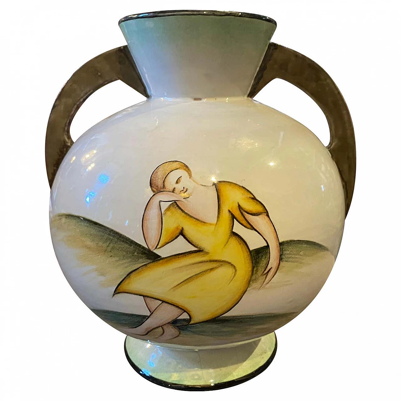 Art Deco vase in ceramic in the manner of Giò Ponti by Corrado Francia for Rinaldo Pardi, 30s 1261171