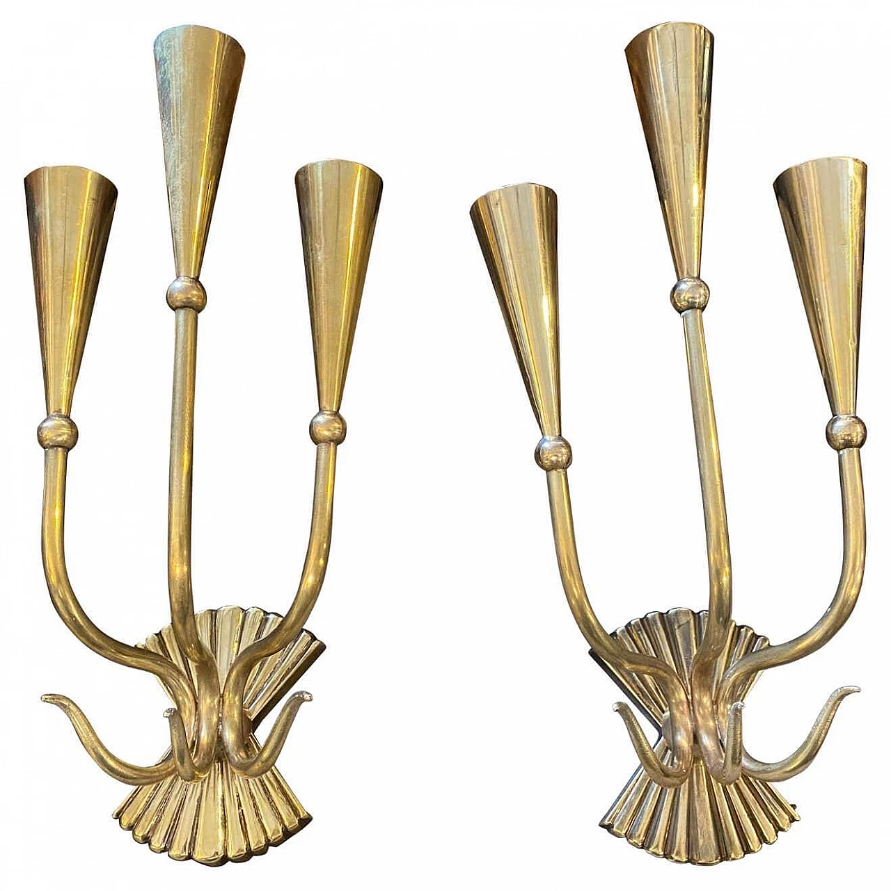 Pair of wall sconces in brass by Cesare Lacca, 50s 1261183