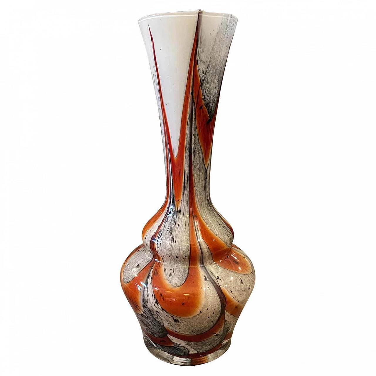 Vase in orange and gray opaline glass by Carlo Moretti, 70s 1261237