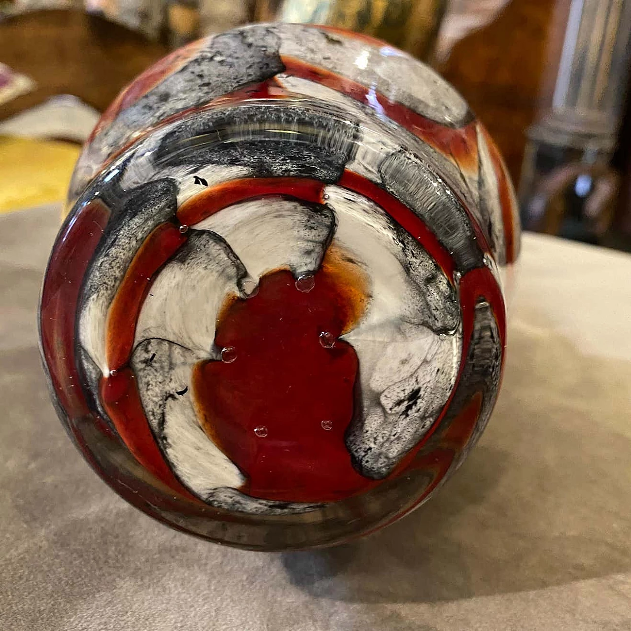 Vase in orange and gray opaline glass by Carlo Moretti, 70s 1261238