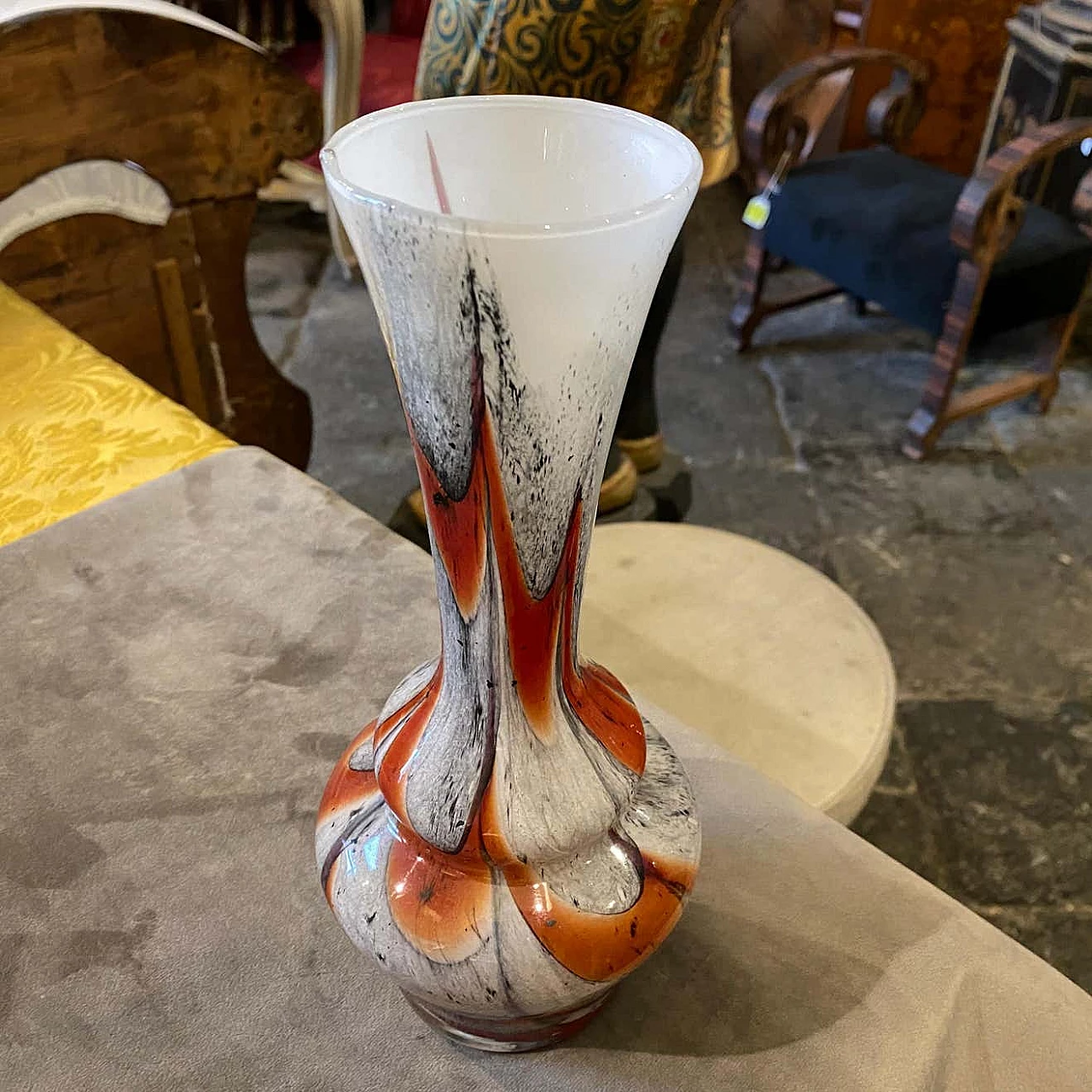 Vase in orange and gray opaline glass by Carlo Moretti, 70s 1261241