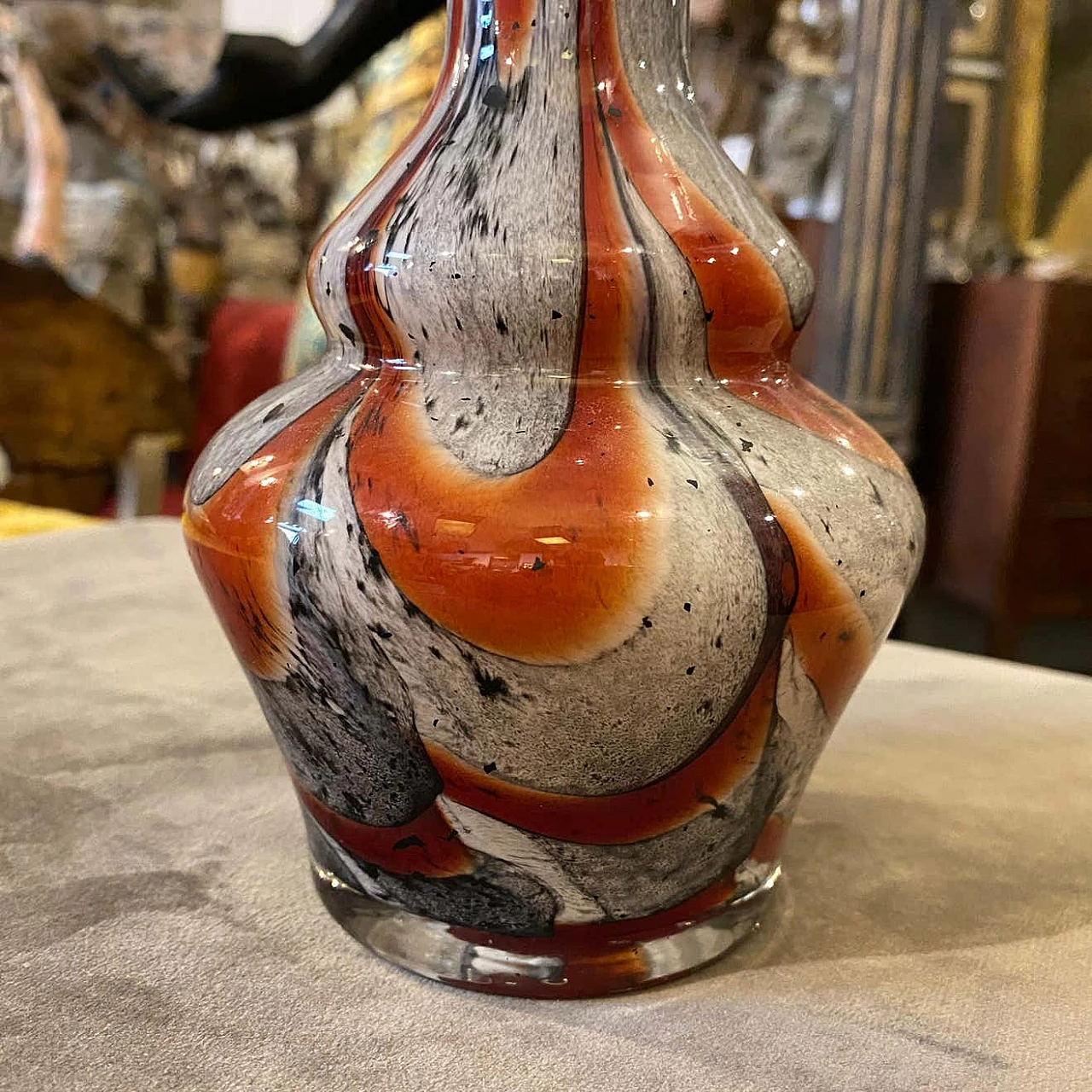 Vase in orange and gray opaline glass by Carlo Moretti, 70s 1261243