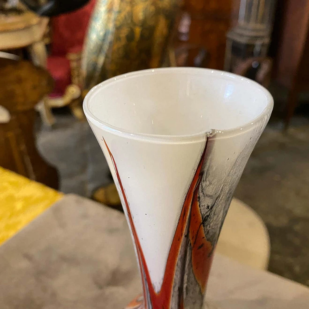 Vase in orange and gray opaline glass by Carlo Moretti, 70s 1261244