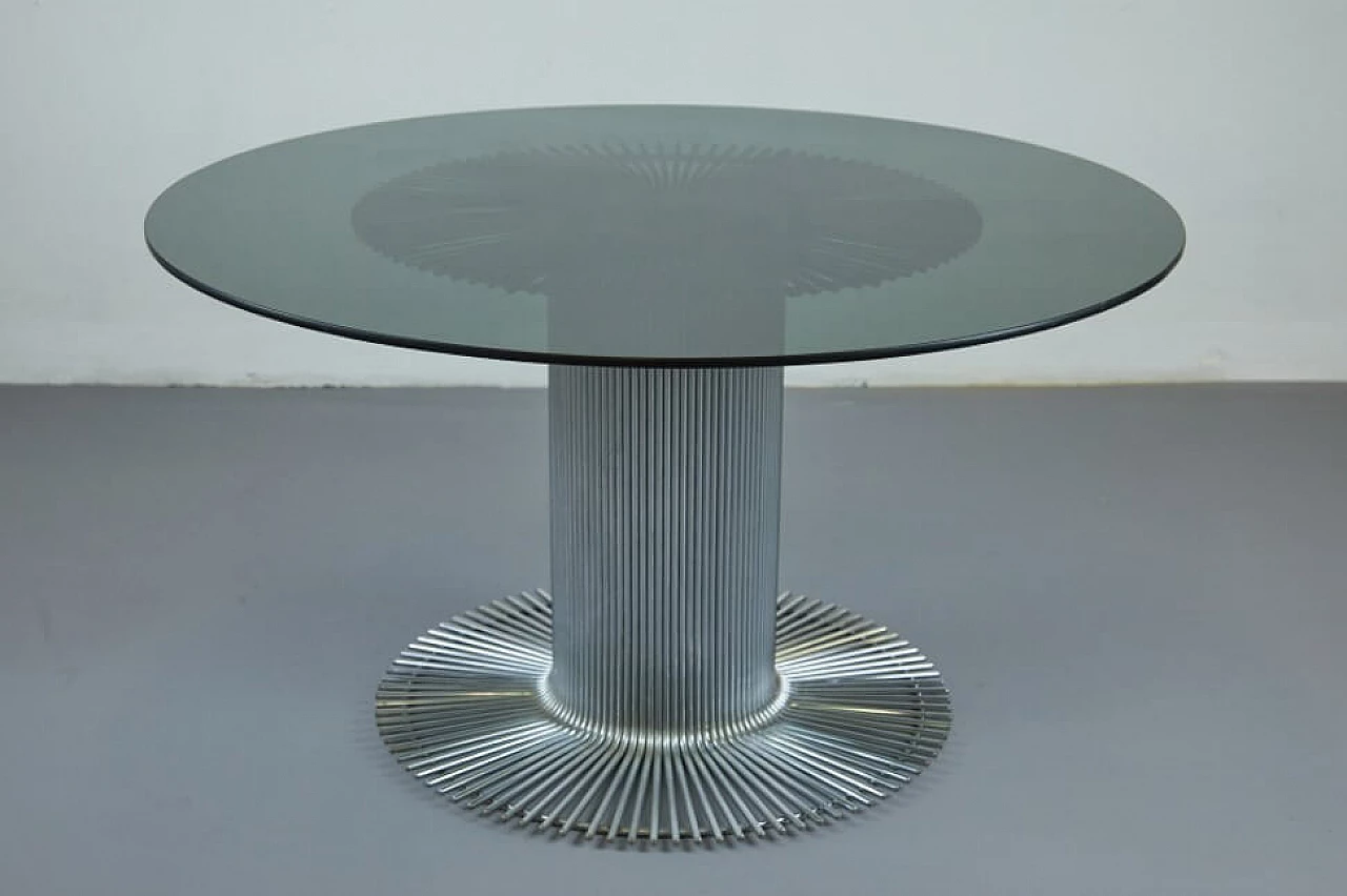 Table in glass and steel by Gastone Rinaldi for Rima, 70s 1261356