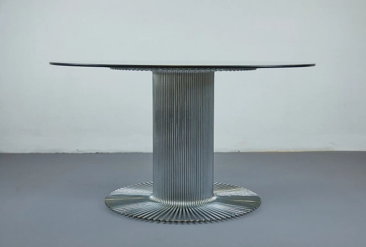 Table in glass and steel by Gastone Rinaldi for Rima, 70s 1261360