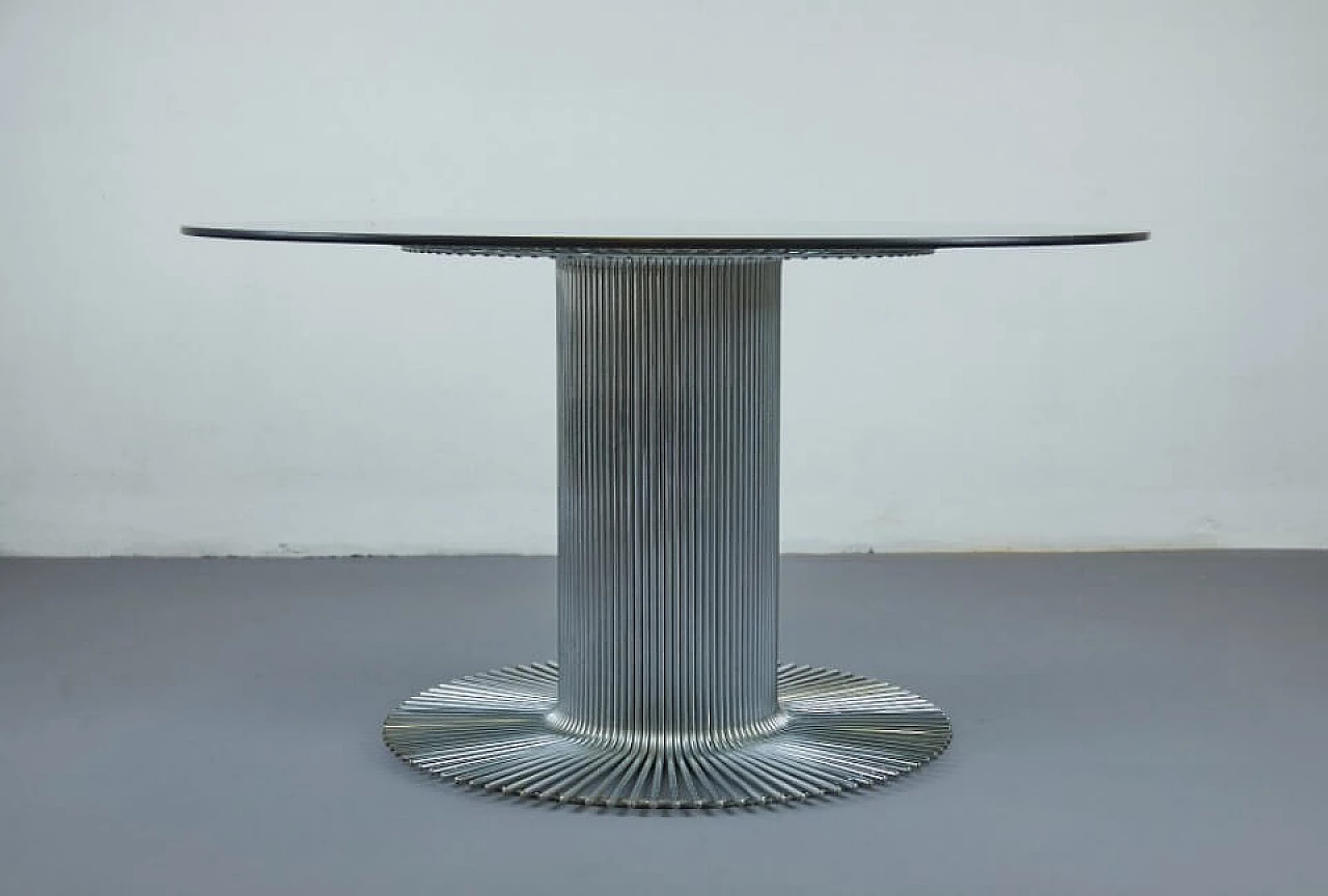 Table in glass and steel by Gastone Rinaldi for Rima, 70s 1261363